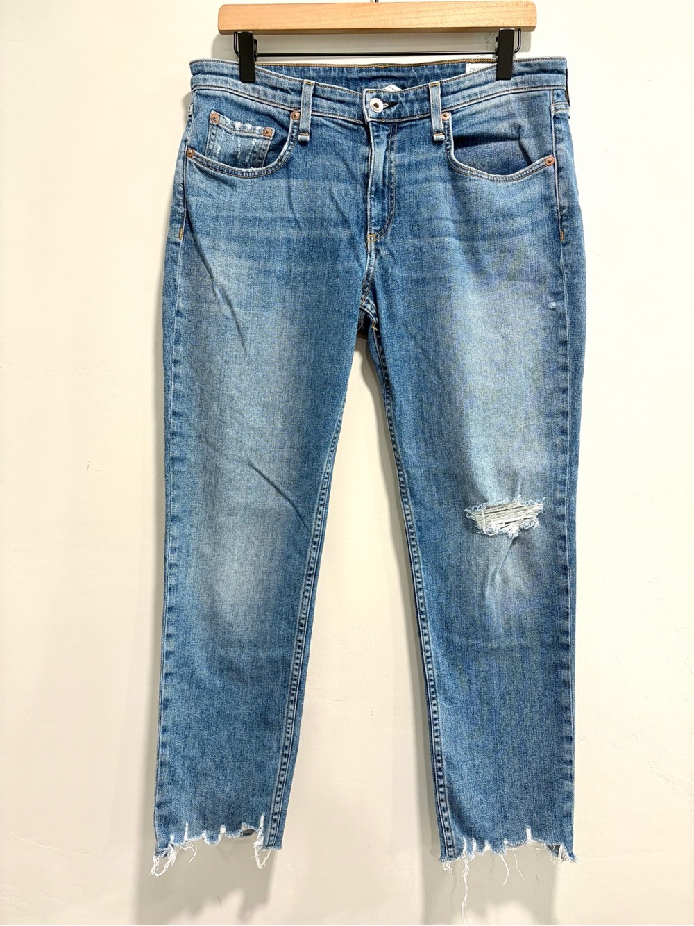 Rag & Bone Dre Low Rise Slim Boyfriend Cut Off Hem Jeans